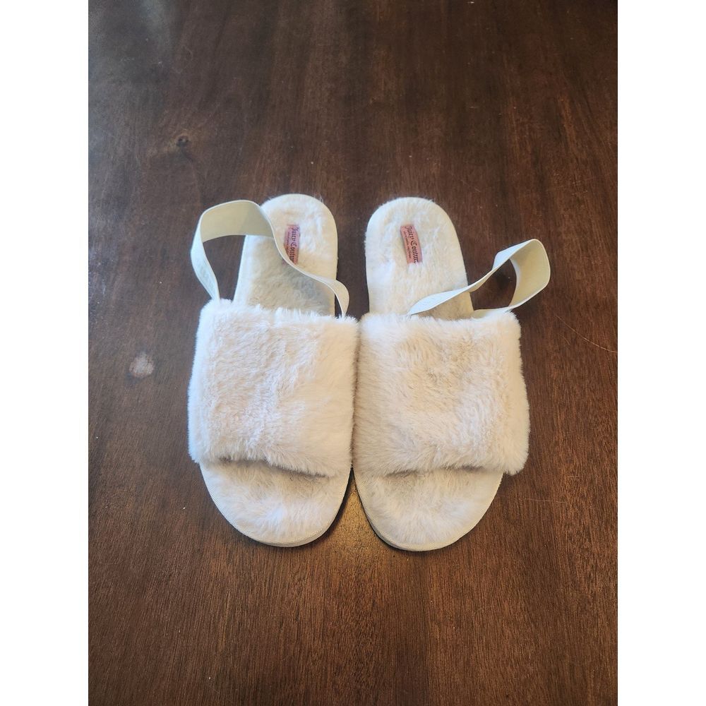 Juicy Couture Faux Fur Slides with Strap Women's Size‎ 9